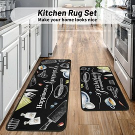 Mofvugz Black and White Kitchen Rugs and Mats Non-Skid Washable for Floor, Farmhouse Black and White Kitchen Decor and Accessories Kitchen Mat Set of 2, 17"x30"+17"x47"