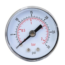 Air Pressure Gauge Mechanical Pressure Gauge for Air Oil Water 1/8 Inch BSPT Return Connection (0-30 psi, 0-2 bar)