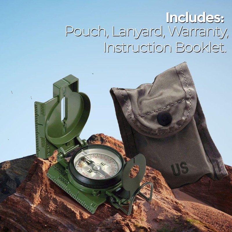 Cammenga Compass Military Grade Phosphorescent - Lensatic Compass Shock, Sand,