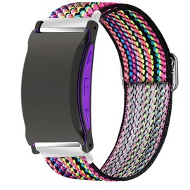 Lamshaw Compatible for Shock Clock 3 Bands, 22mm Stretch Elastics Nylon Adjustable Replacement Strap Accessories for Men & Women Compatible for Pavlok Shock Clock 3 (Aztec Style Rainbow)