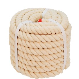 Twisted Cotton Rope (3/4 in x 100 ft) Natural Rope Thick Triple-Strand Rope for Crafts, Landscaping, Decorations,Hanging Swing, Macrame, Sports Tug of War