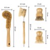 HANGOU Bamboo Dishwashing Brush with Handle Kitchen Scrubber Brush Set