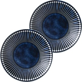 Minoru Pottery Mino Ware Albee 145 Plate, Navy, Set of 2