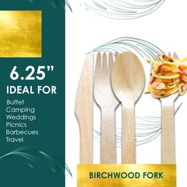 Planet Pantry Disposable Birchwood Cutlery Fork (50 pcs) Plastic Alternative Eco-Friendly for Food, Party, Buffet, Wedding