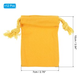 PATIKIL 100% Cotton Reusable Drawstring Bags, 3x4 Inch 12 Pack Multipurpose Washable Cotton Dust Bags, Luggage Organizer, Travel Essentials Storage Pouch, Yellow