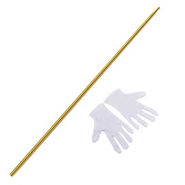 Uposao 150 cm Magic Wand, Professional Magic Wand Magic Metal Pocket Stick Pocket Stick Portable Pocket Staff for Magic Tricks Accessories Adult Stage Performance Magic Game, Gold + Gloves