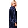 SWOMOG Satin Women's Pyjamas with Button Placket, Long Sleeve Sleepwear,