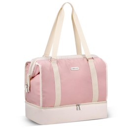 ESMNOAN Travel Duffel Bags for Women with Wet Dry Separation and Shoe Compartment, Weekender Bags for Women for Airplane Travel, Trip, Gym, Labor and Delivery, Pink B