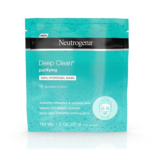 Neutrogena Deep Clean Purifying Hydrating 100% Hydrogel Face Mask, Oil-Free with Seaweed Extract, 1.0 oz (Pack of 12)