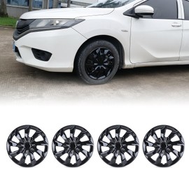 AUTOFREE 15 inch Wheel Covers Hubcaps Black Lacquer, ABS Wheel Rim Covers Clip On Auto Tire Sturdy Guards Replacement Set of 4, Universal for Most Cars Nissan Toyota Acura Chevy Mazda VW