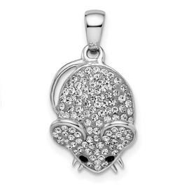 JewelryWeb 11.93mm 925 Sterling Silver Rhodium Plated Preciosa Crystal Mouse Pendant Necklace-Pendant for Women