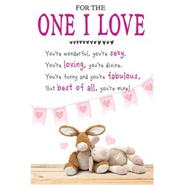 Emotional Rescue Snuggly Bumkins, You're Wonderful, ONE I LOVE, Valentines Day Card, Multi, VXW1127