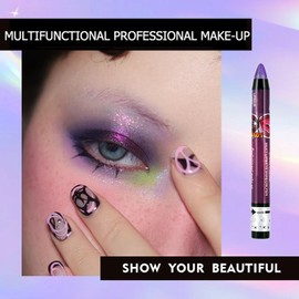 Deep Purple Shimmering Eyeshadow Stick, Dark Purple Cream Eye Shadow Pen, Metallic Glitter Eyeshadows Pencil Crayon, Smooth Waterproof Pigmented Eyeliner Eye Makeup