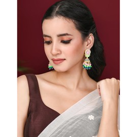 Aheli Multi Color Synthetic Stone & Beads Studded Jhumki Earrings Ethnic Jewellery Gift for Women