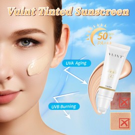 Vuint Tinted Sunscreen for Face SPF 50 – Broad Spectrum SPF Protection for Women – Lightweight, Non-Greasy Sunblock for Sensitive Skin, Hydrating, Waterproof Facial Sunscreen for Travel & Everyday Use