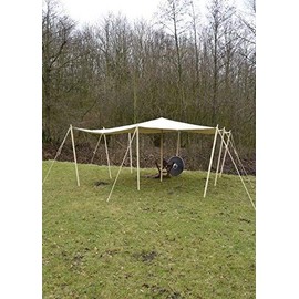 Battle-Merchant High-Quality Tear-Resistant Awning Tarpaulin with Loops, 250 g/m², Natural-Coloured LARP Tent Tarpaulin, Various Sizes (Size 2 x 4 m)