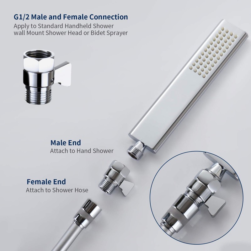 Tenfe Water Flow Control Valve for Shower Head, Brass Adjustable