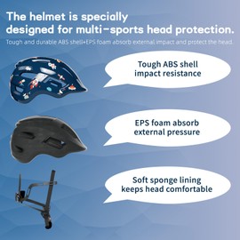 KORIMEFA Kids Bike Helmet Toddler Bike Helmets for Ages 2-8 Years Boys Girls CE Certified Safety Adjustable Multi-Sport Roller Skating Skateboard Scooter Cycling Helmet (Dark Blue, S)