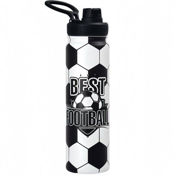 Insulated Stainless Steel Water Bottle with Straw, Soccer Water Bottle