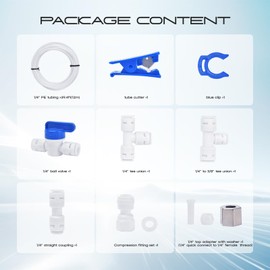 Refrigerator Water Line Kit, CNAODUN Ice Maker Water Line Kit with 1/4" OD 39.4ft Water Line Reverse Osmosis Quick Connect Fittings Push To Connect Water Tube Fittings for Fridge Ice Maker