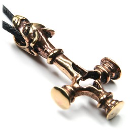 Drachensilber Wolf Cross Viking Jewellery Icelandic Jewellery Bronze Length 5.4 cm Including Textile Band Thor's Hammer Pendant, Bronze, No Gemstone