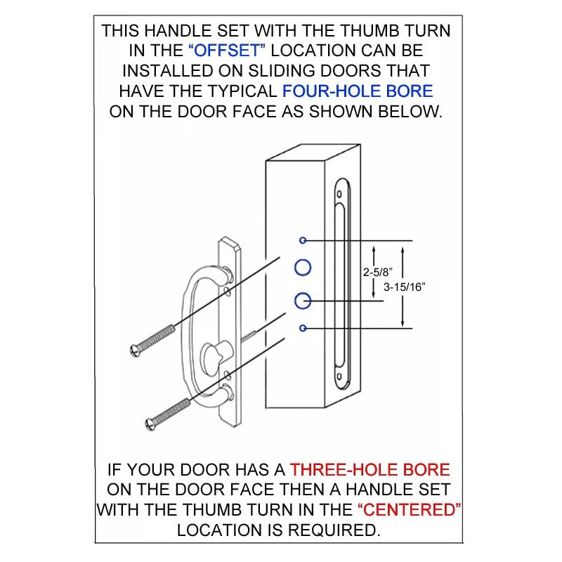 FPL Replacement Sliding Door Handle with Non-Keyed Pull - Offset