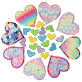 YYlingx 25PCS Rainbow Heart Iron on Patches, Colorful Heart Embroidered Patches, 2 Sizes Sew On Decorative Appliques for Clothing