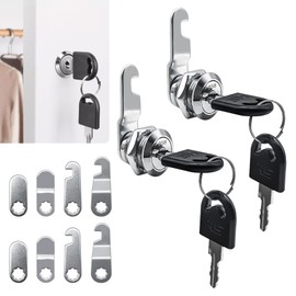 Pack of 2 Letterbox Lock 16 mm with 4 Keys and 10 Lock Plates, Lever Lock for Letterbox & Cabinet Doors, Furniture Lock for Cabinet Locks, Locker Lock, Post Box Lock