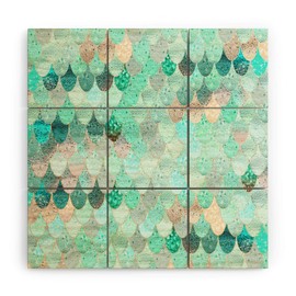Society6 Monika Strigel Summer Mermaid Mint Wood Wall Mural, 3'x3', Multi