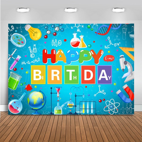 Mocsicka Science Theme Birthday Backdrop Chemical Laboratory Mad Sciencist Happy