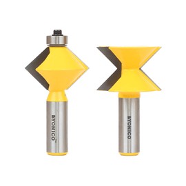 YONICO Router Bits Set Edge Banding Tongue and Groove 2 Bit V Design 1/2-Inch Shank 15225
