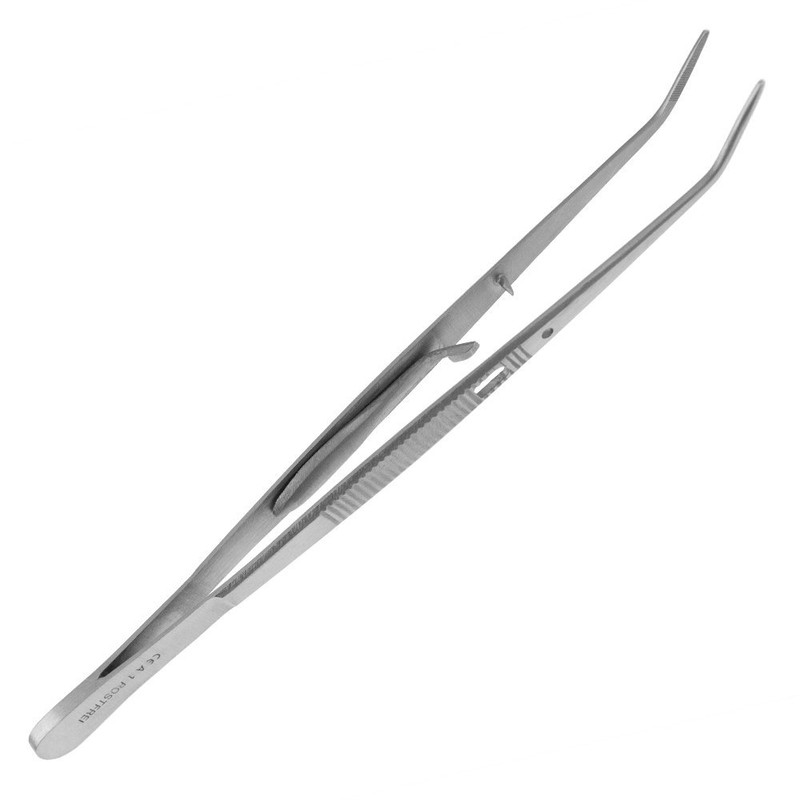 Tweezers with Lock London College – Offset – Stainless Steel