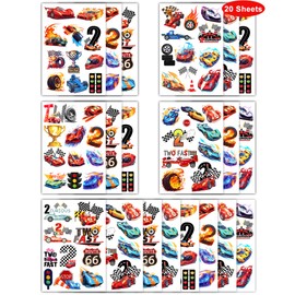 216 pcs Two Fast Tattoos Temporary for Kids - 2 Fast 2 Curious Birthday Decorations - Exciting Two Fast Party Favors Race Car Temporary Tattoos for Growing up Two Fast Birthday Decor