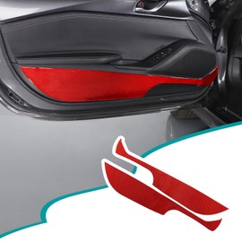 Hudiriy Real Soft Carbon Car Door Anti Kick Panel Trim Sticker Compatible with Mazda MX-5 2016-2023, Inner Door Anti Kick Decorative Panel Protection Accessories,Red