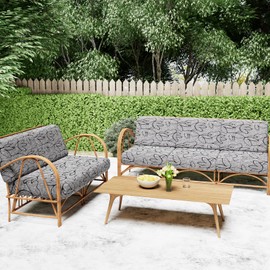 Smiry Printed Couch Cushion Covers, Stretch Soft Couch Covers for Sofa, Washable Non-Slip Sofa Slipcover Furniture Protector for Indoor and Outdoor (1 Pack, Grey and Black)