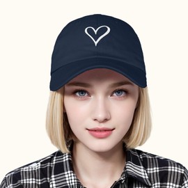 HeyCaps Women's Baseball Cap with Heart-Shaped Embroidery Pattern, Cotton Hat, Adjustable Cap, Outdoor Sports Cap, navy