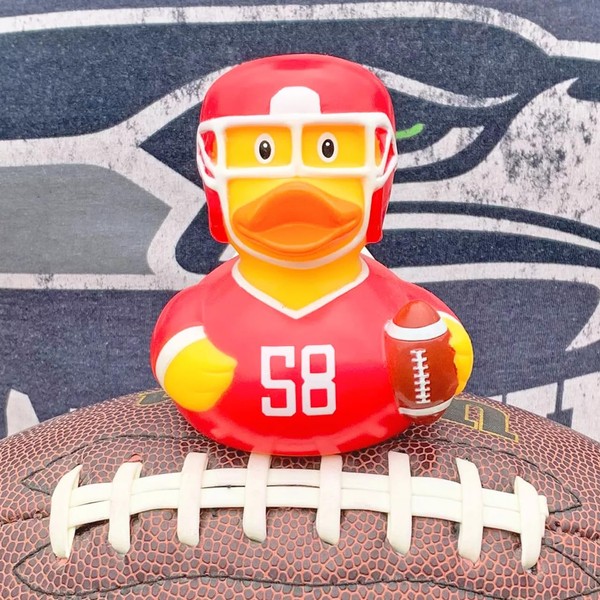 Football Player Figurine, Red and Yellow, #58, 6 inches