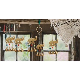 Traditional Indian handicrafts Handmade Decorative Wall & Door hangings with Beads & Brass Metal Strings Bell for Home Decoration Vintage Style Wind Chimes