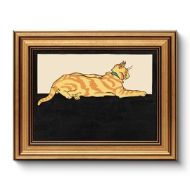 WHASAYART Gold Framed Vintage Wall Art for Living Room, Pets Painting Prints Shelf Decor for Kitchen, Aesthetic Bedroom Wall Art, Best Gifts for Friends or Family - Orange Cat 10L x 8W