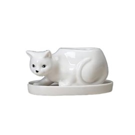 Leadigol Cat Shaped Ceramic Cactus,Cat Succulent Planter with Drainage,Cartoon Ceramic Flowerpot Cute Animal Plant Pot Mini Animal
