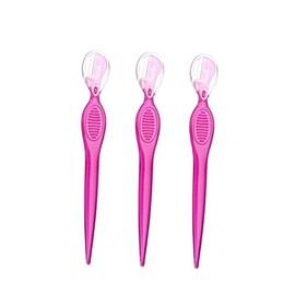 SAFIGLE 3Pcs Stainless Steel Eyebrow Razors Delicate Eyebrow Trimmers for Beauty Makeup Lightweight Travel Friendly Grooming Tools Transparent Red