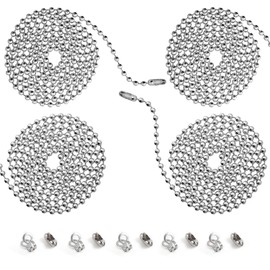 XIYAOXI 3mm Ceiling Fan Pull Chain Extender Sliver Light Chain Pulls Extenders Great Pulling Force Stainless Steel with 10 Matching Connectors 2 Styles (40 Inch,Silver,4 Pack)