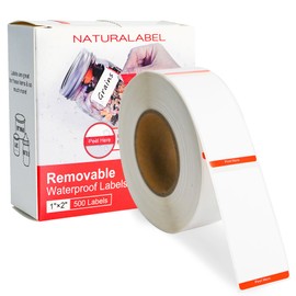 NATURALABEL 500 PCS Blank Removable Freezer Labels with Dispenser - 1" x 2" Food Labels for Meal Prep Containers, Easy Peel-Off Design, No Residue