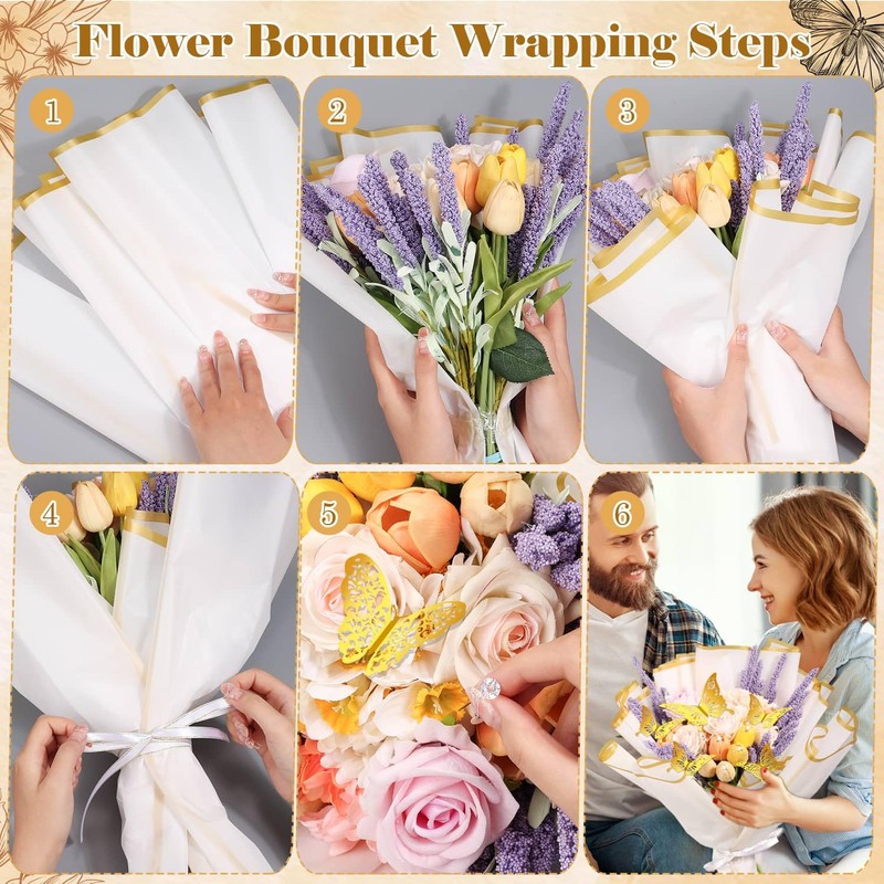 Tidponra 173Pcs Flower Wrapping Bouquet Paper Kit with 20 Sheets