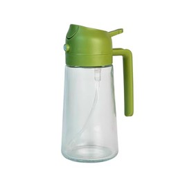 NextG Ideaz Oil Dispenser, 2 In 1 Cooking Oil Sprayer and Pourer, Non-Drip Spout for Kitchen Oil, Air Fryer, Salad, Grill, 16oz/470ml (Green Cap, Clear Bottle)