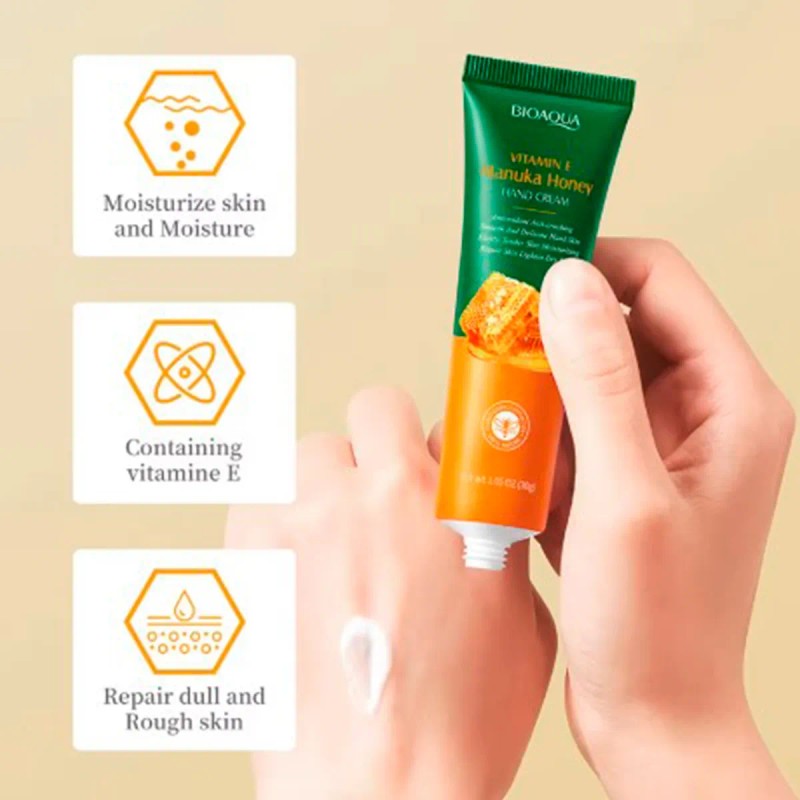 Crema Hidratante para Cuidado de Manos Bioaqua con Vitamina E