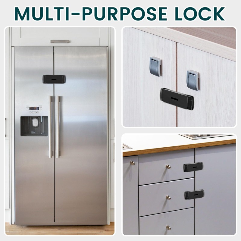 CLYMENE Updated French Door Fridge Lock, Childproof Lock for French