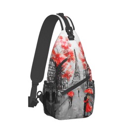 Yrebyou Paris Eiffel Tower Sling Bag Women Crossbody Chest Backpack Hiking Daypack Men Travel Casual Rideing Outdoor Beach One Size