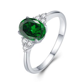 925 Sterling Silver Birthstone Ring for Women, Amethyst Rings, Birthstone, Mother's Day Gift, Engagement Ring, Wedding Ring for Mother, Women, Girls, Sterling Silver, Created Emerald