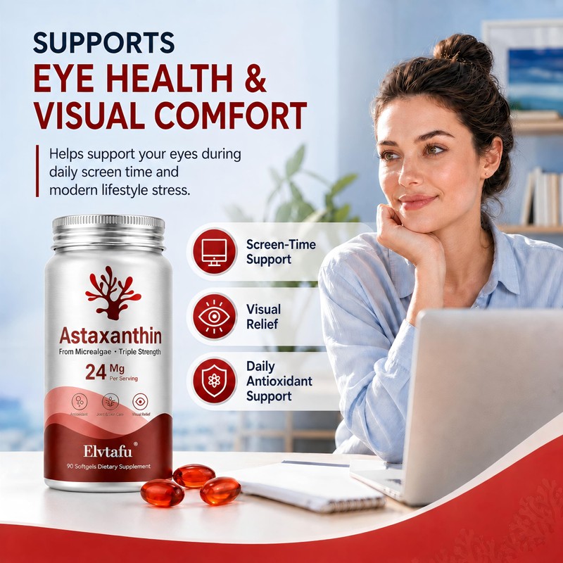 Astaxanthin Supplements 24mg Astaxanthin Softgels,from Microalgae, Triple Strength Astaxantina Antioxidant